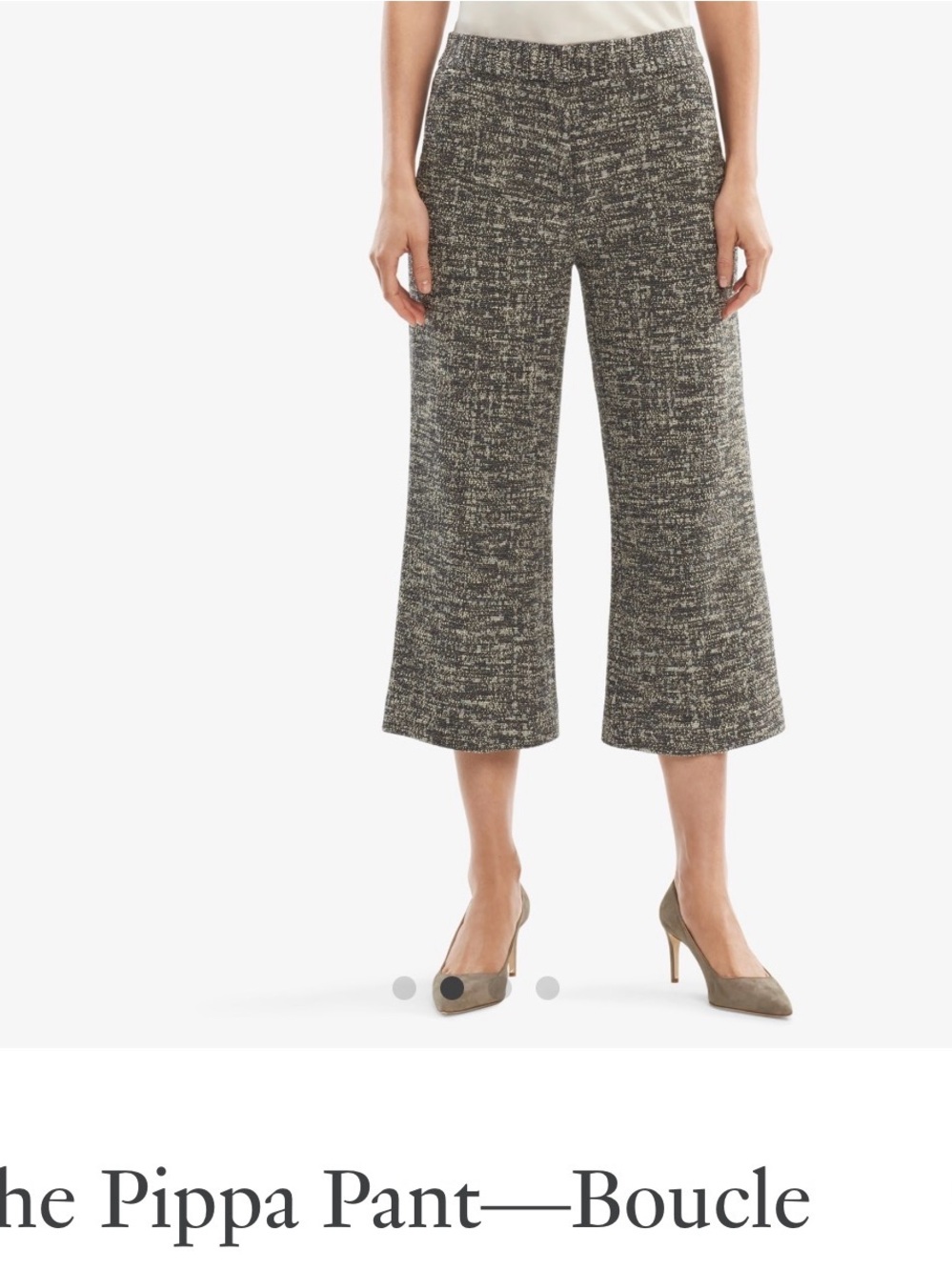 MM Lafleur Bouclé Cropped Wide-Leg Pants - Gray/Black